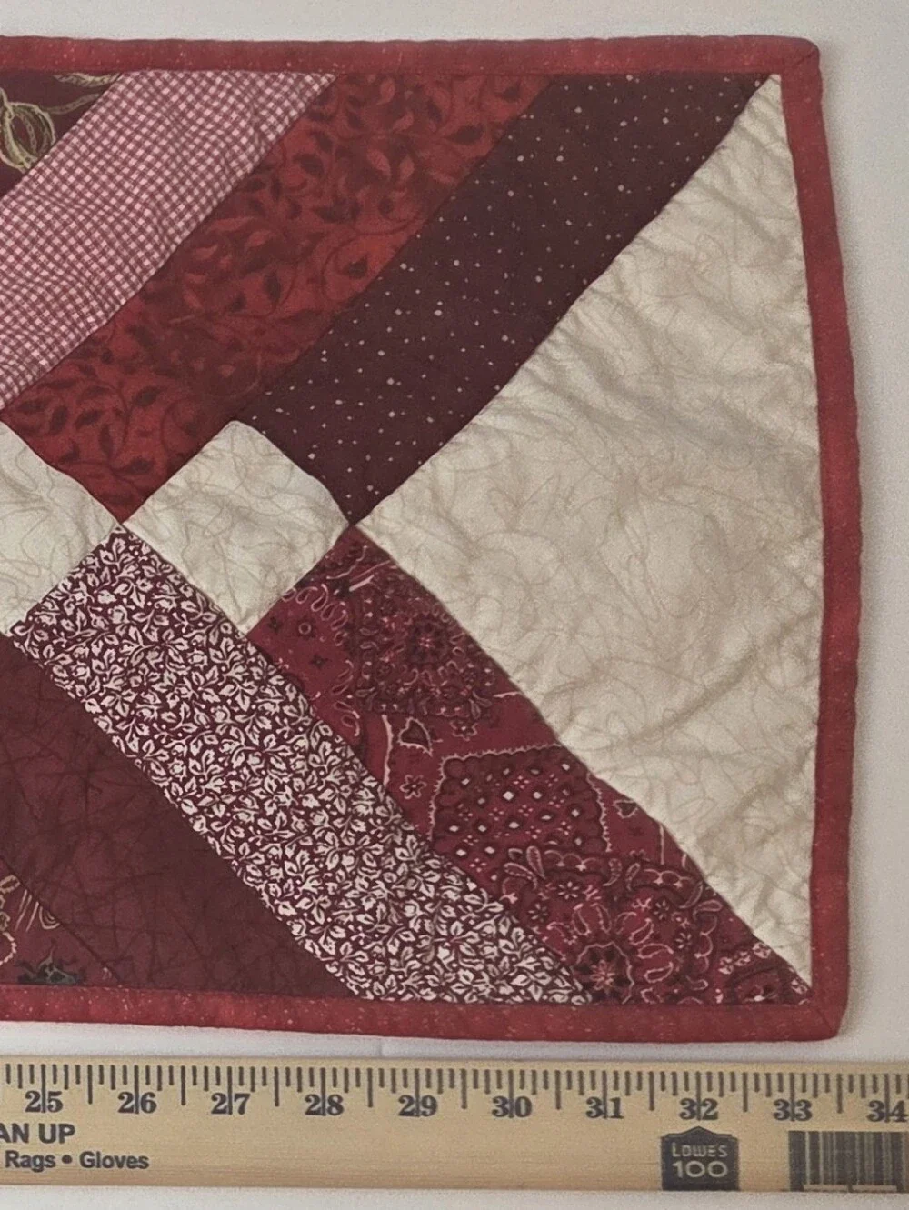 Red and Cream Quilted Table Runner